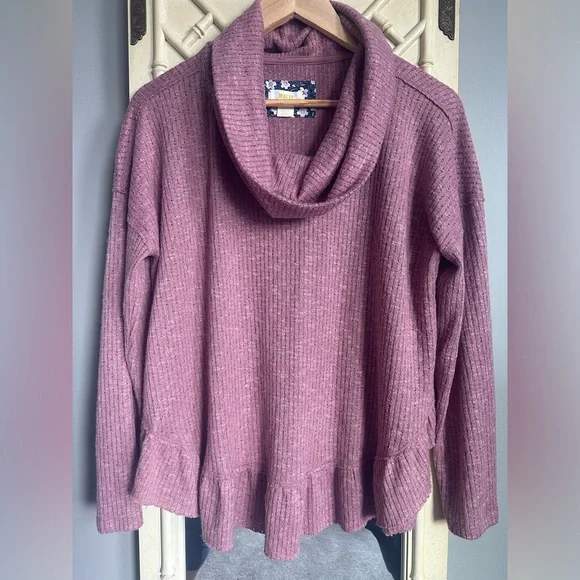 Anthropologie Maeve Addie Ruffled Hacci Cowl Neck Pullover Size small EUC - Picture 4 of 11